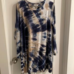 Love, Fire Tie Dye Long Sleeved T Shirt Dress XL